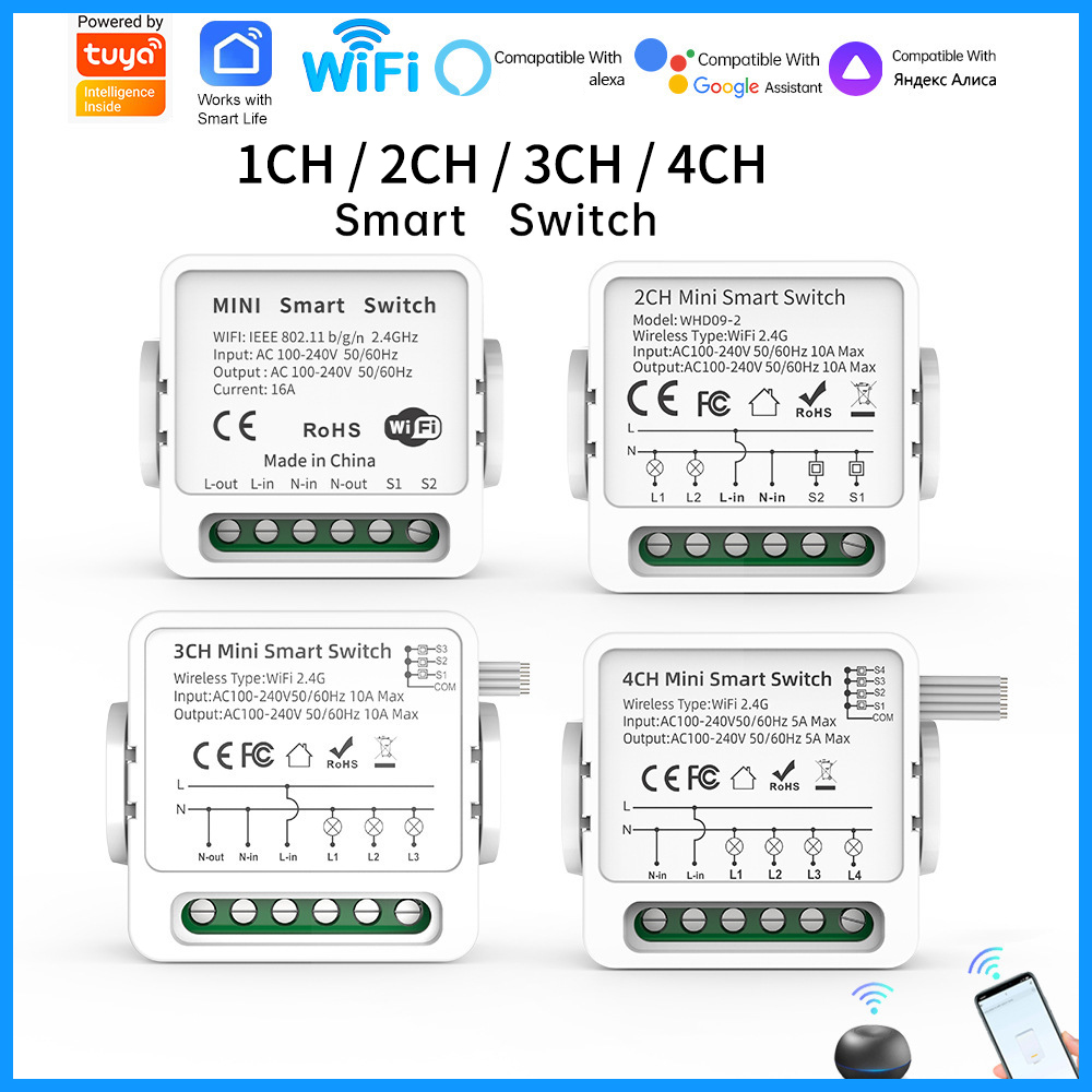 Smart Home Switch - Tuya WiFi Smart Switch 1/2/3/4 Gang
