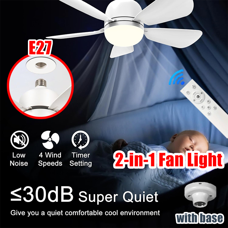 Smart Bathroom Fan - 16 Inch 2-in-1 Ceiling Fan with