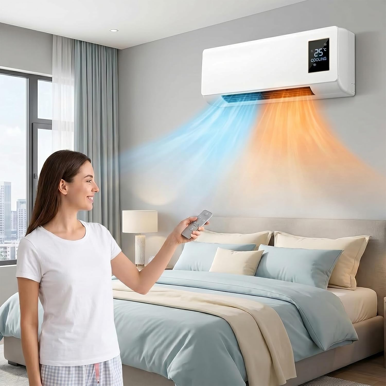 Smart Bathroom Fan - Portable Wall Mounted Air Conditioner Fan,