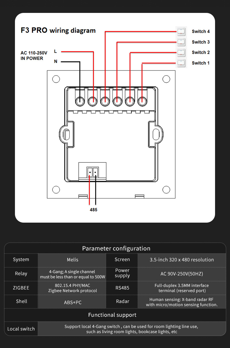 F3 Pro 3.5 Inch IPS Touch Pane - огляд і ціна Smart Home Switch