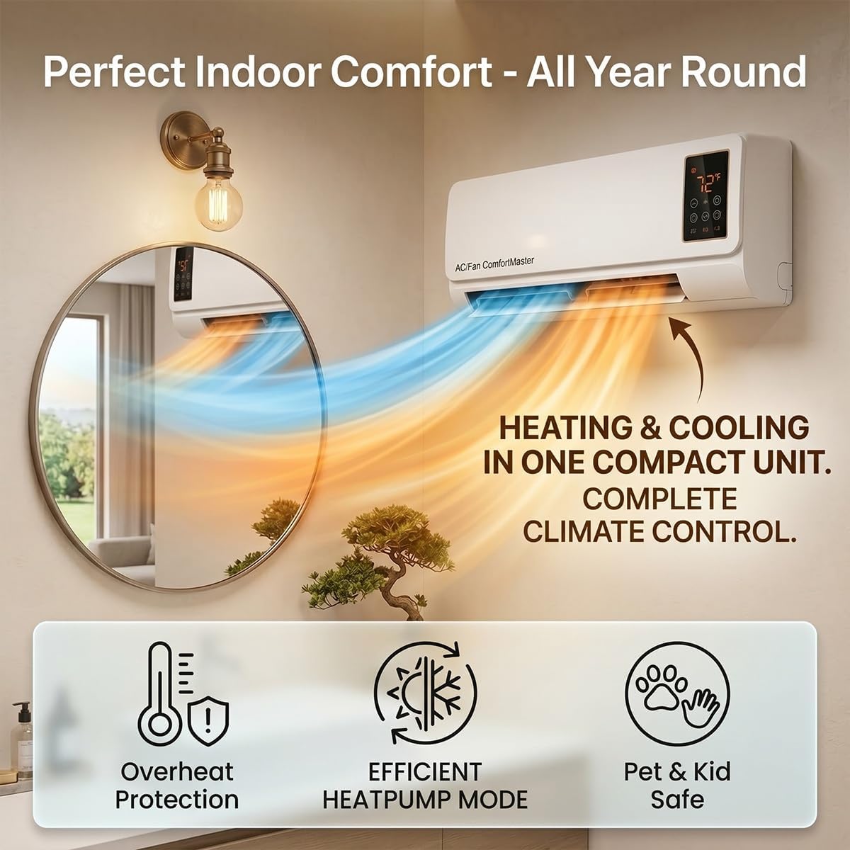 1800W Wall Mounted Air Conditi - огляд і ціна Smart Bathroom Fan