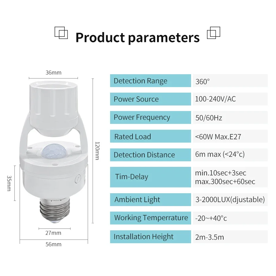 PIR Motion Sensor E27 Bulb Soc - огляд і ціна Smart Home Villa